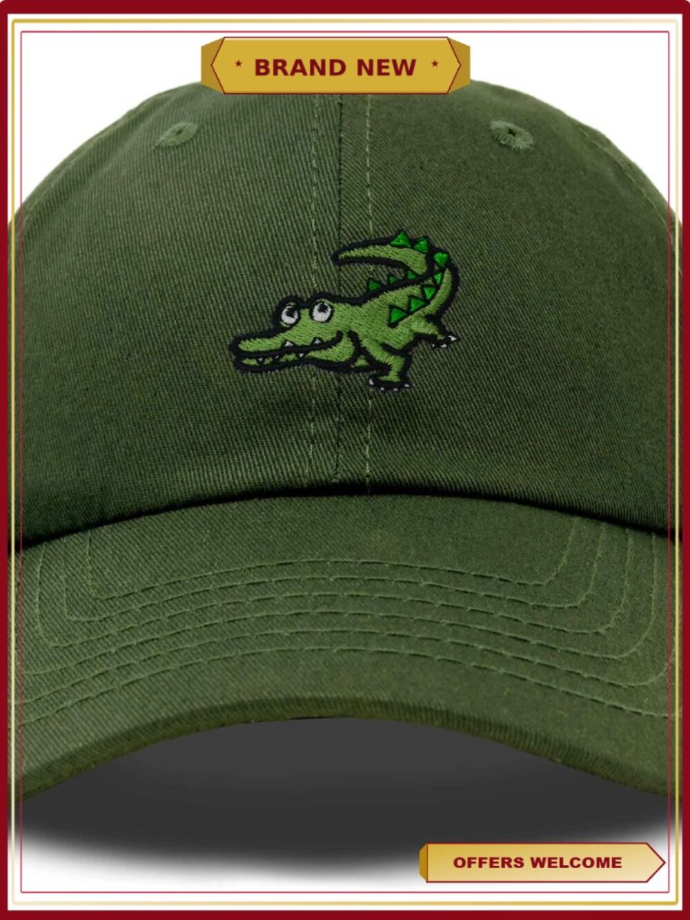Alligator Embroidered Cotton Dad Hat Adjustable Baseball Cap